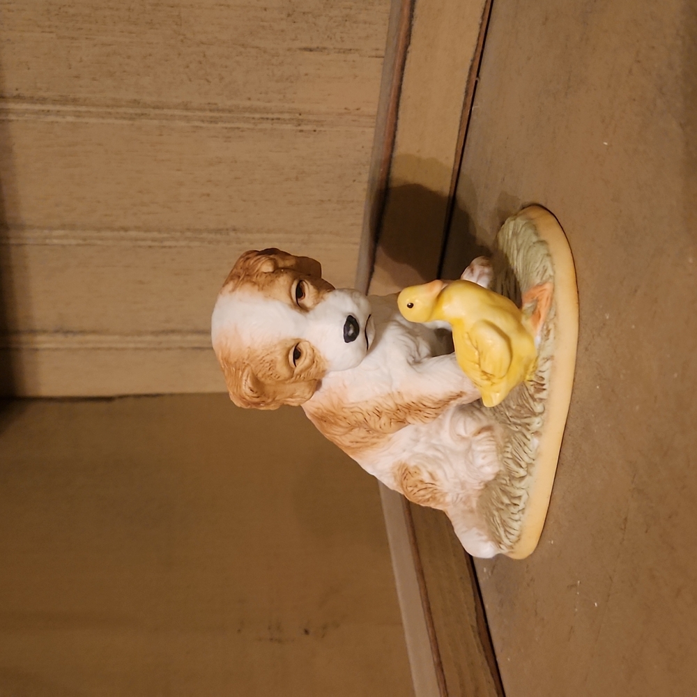 Homeco Vintage Handpainted Puppy and Duckling